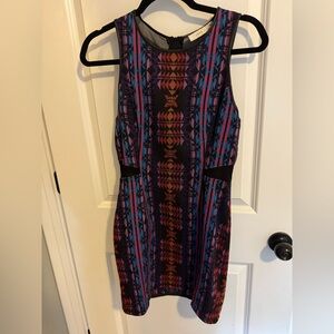 Sleeveless Multicolor Aztec Print Dress - Blue/Purple